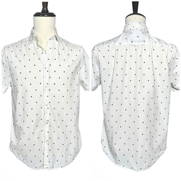 Denim & Flower Other - Cactus Man | Men | Skull Print White Casual Halloween Button Up Shirt | Medium
